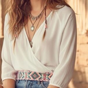 Lulumari Sheer Top with Coral and Cream Highlights